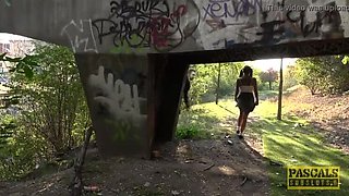 Halloween Public Anal Sex with Silvia Dellai - Rough Throat Fuck & Spitting