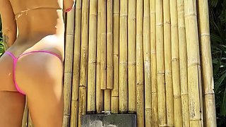 Hot Monika Fox Poses In Sexy Pink Bikini In Exotic Locations