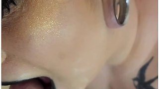 Goth Toilet Slave Slow Motion Piss Facial & Drinking