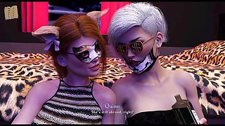 Hot blonde gamer with big boobs and a big ass plays erotic visual novel