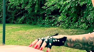 Outdoor Whipping with Pretty Blond MILF Domina