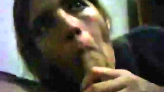 horny cute blonde wife sucks cock and receives cum in mouth