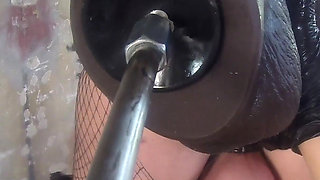 Close-up on Fucking Machine in Ass Cunt Fucked with Vacuum
