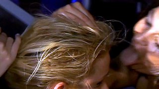 StrapOn Lesbian with big boobs fucks her blonde sexy GF