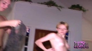 Three Blonde Amateurs Naked at My Place for a Lesbian Threesome