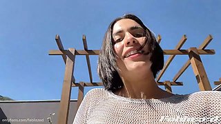 SQUIRTING or PEEING? She's Horny that Neighbors might catch Her