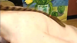 Skinny dildo belly buldge