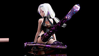 [mmd] Haku-something Succubus Tight Leather Clothing Fluorescent Sexy Striptease