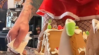 73 Giantess in 8-inch Heels Decorates a Gingerbread Village