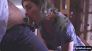 Busty Blonde Ts Janie Blade Analed On The Kitchen Table