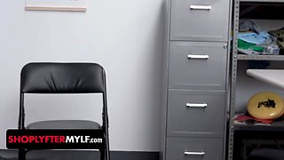 Shoplyfter mylf - blonda milf caught hiding apparels brought to backroom for questioning