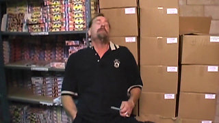 Warehouse Slut Rides Thick Cock Dripping Wet