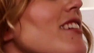 Hot lesbian action with blonde and brunette in the bedroom