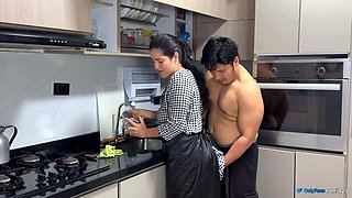 My boss takes advantage of his wife's carelessness and fucks me very hard!