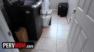 Stepmom catches sonnie jerking off with her lingerie packaged around his dong on stepmother's day