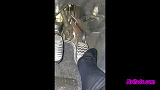 Nyllady Driving and Revving Her Bravo in High-heeled Boots and Black Ballet Flats