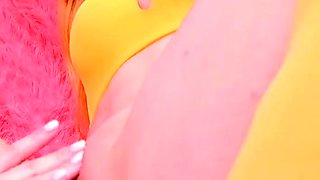 Petite lesbian babe duo licking and fingering pussy close up