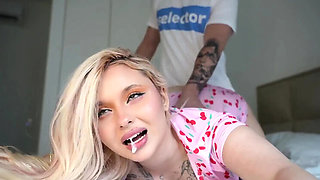 Amateur Step Sister Nika Teaches Virgin Step Brother How to Fuck - Big Ass Cowgirl & Doggy Style Creampie