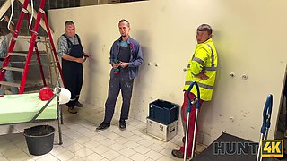 Slim Beauty Elena Vedem Pleases a Stranger With BJ & Sex In Front Of Her Cuckold Hubby & Other Workers