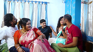 Desi Mallu Two Bhabhi Hardcore Group Sex with Her Three Debar When Their Husband Not at Home Full Movie ( Hindi Audio )