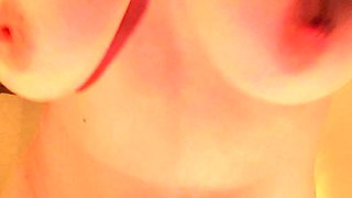 Blonde with big boobs fucked from behind before tit wanking