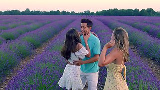 Naughty outdoors: Alberto Blanco sandwiched between Stacy Cruz and Mia Melano