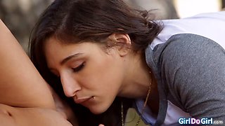 Emma Hix Catches Abella Danger Fingering Pussy in the Park