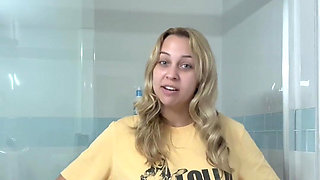 Stripping Fully Naked for a Morning Pee in the Shower