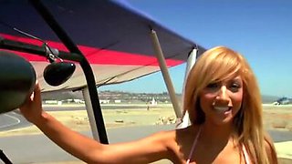 Badass latina Daisy Sanchez and her GF taking a nude ride on an airframe