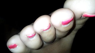 Pink toes worshipped