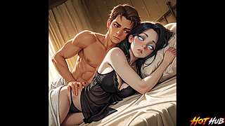 Step Mom Shares Bed with the Step Son While His Erected