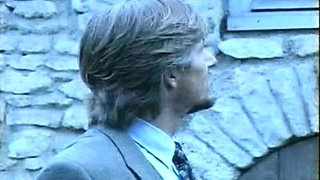 Amazing busty brunette slut doing blowjob outdoor