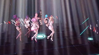 K-Pop Dance Extravaganza: Ahri, Akali, Kai'sa, Lux, Jinx, Caitlyn. 3D