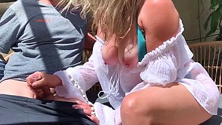 Public cumshots in front of everyone