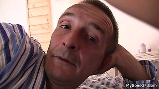 Old man caught penetrating blonde teens tight pussy