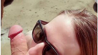 Wife Sucks Cock On The Beach Des Vu Pov Outdoor Public Beach Big Cock Blowjob From Hot Blonde