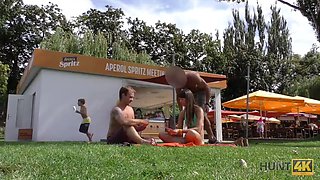 HUNT4K. Attractive chick let horny hunter fuck her right in butthole