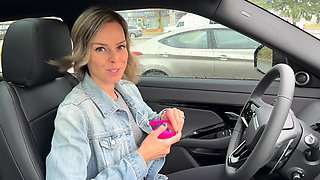 Cumming hard in public drive thru with Lush remote controlle